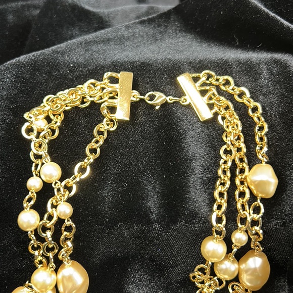 #38 Vintage Ciro Necklace, 3 Strands Large Link Gold Chain with Pearls, 18" + 3" - Picture 3 of 10